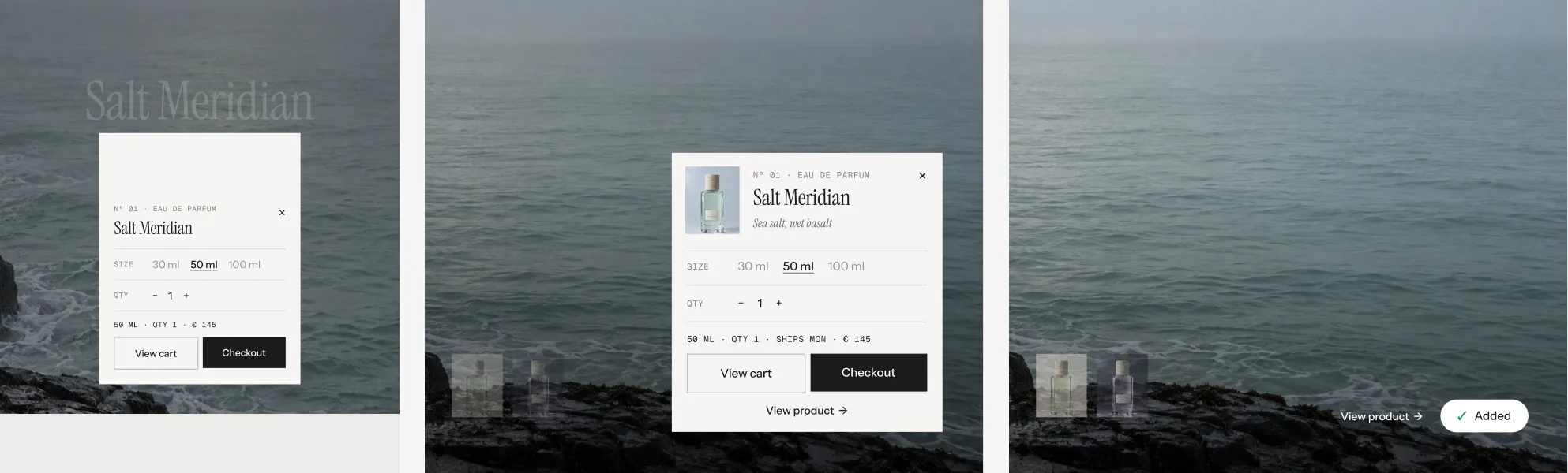 After adding: split buttons and “✓ Added”