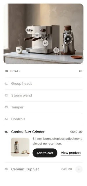 Phone · list below, inset image
