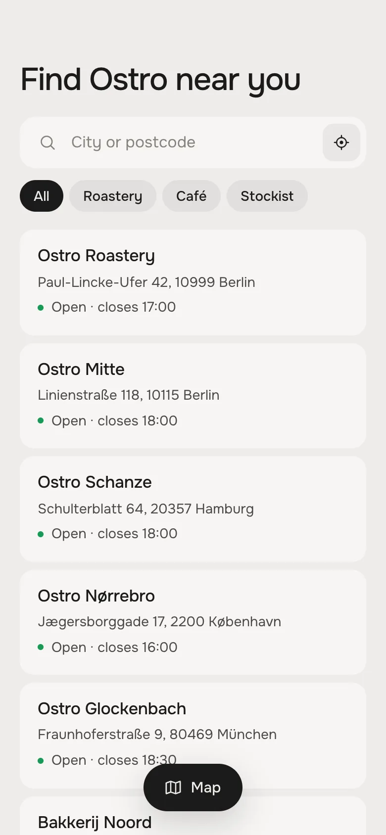 Phone · the list, the map one tap away