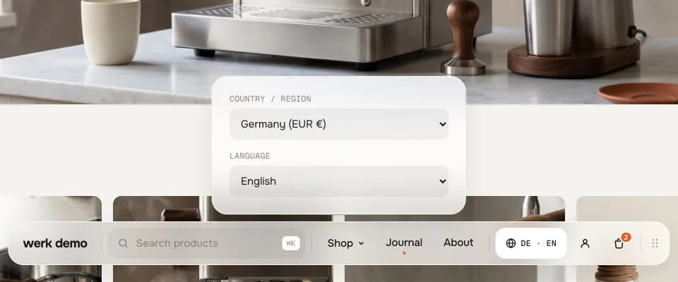 Country and language panel