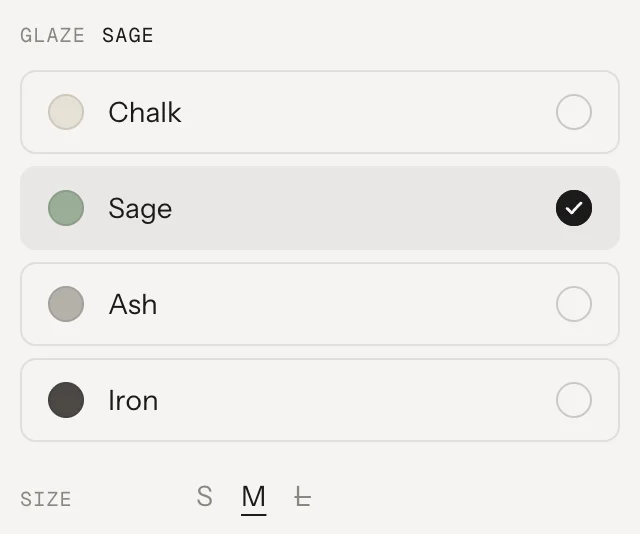 Options as rows