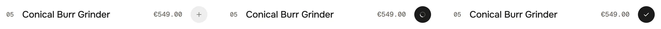 Quick add: plus, loading, added